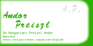 andor preiszl business card